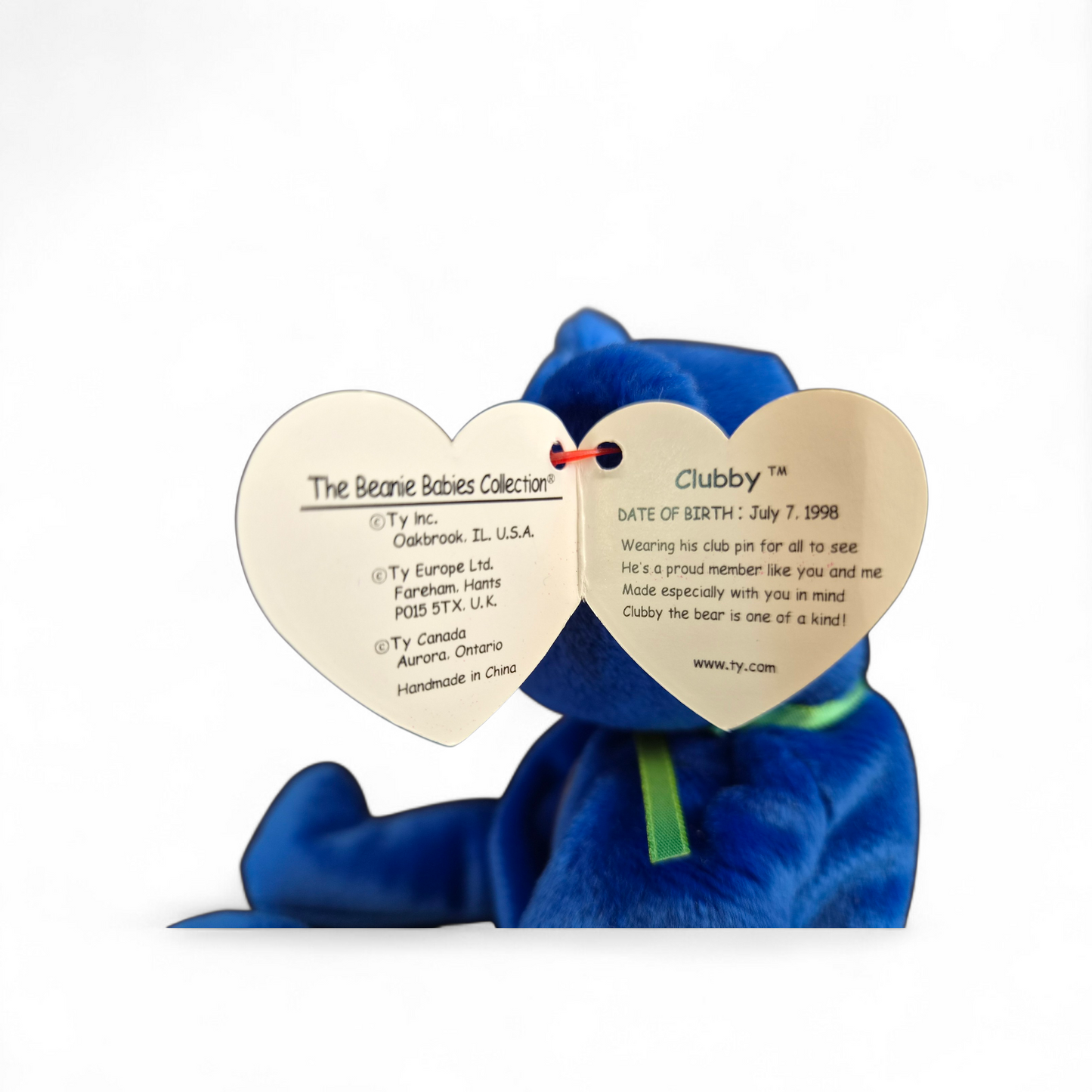 Ty Beanie Baby “Clubby” Bear (1998) – Official Club Edition with Tag & Protector