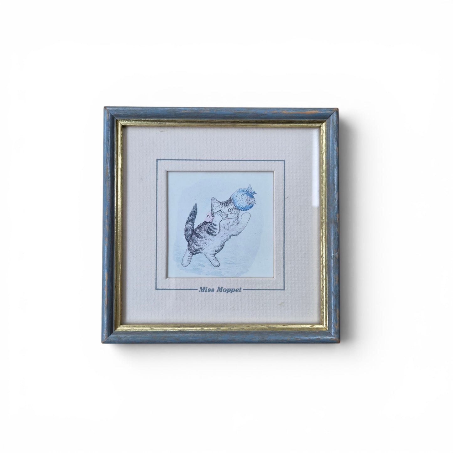 Vintage 1989 Beatrix Potter Miss Moppet Framed Print Children's World Ltd 14cm