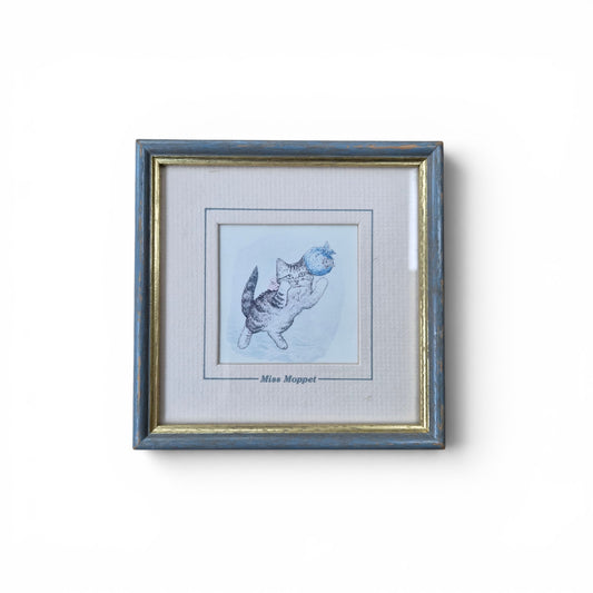 Vintage 1989 Beatrix Potter Miss Moppet Framed Print Children's World Ltd 14cm